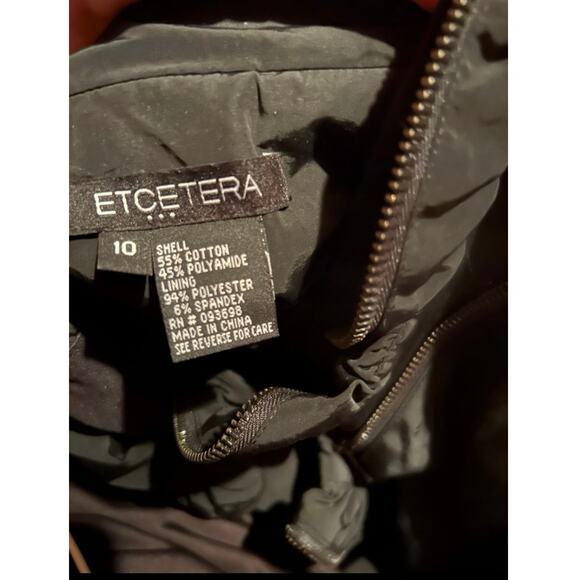 ETCETERA Ruffled Zipper  Tunic Black Raincoat Full Zip Belted 10 fall spring - Picture 13 of 13